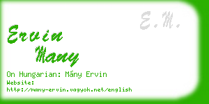 ervin many business card